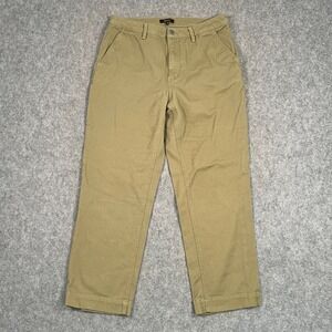 Quince Olive Organic Stretch Cotton Twill‎ Straight Leg Cropped Pants Women's 10